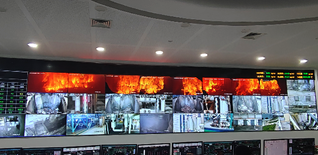 HTEC-video control room showing real-time furnace monitoring in grate incinerators
